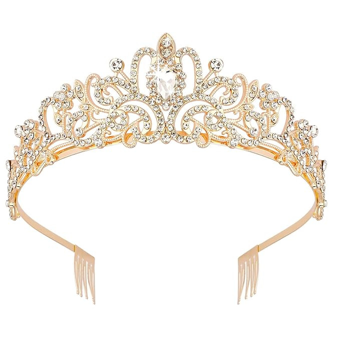 Didder Gold Crystal Tiara Crown Headband Princess Elegant Crown with combs for Women Girls Bridal... | Amazon (US)