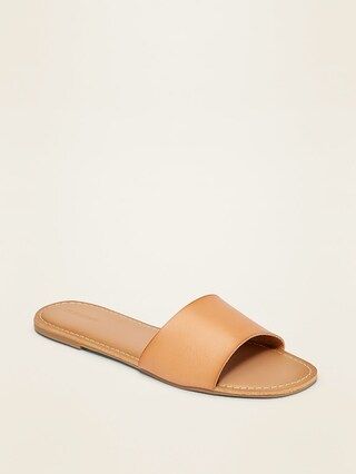 Faux-Leather Slide Sandals for Women | Old Navy (US)
