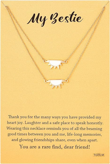 Real Gold Plated Half Sun Friend Necklace for Women BFF Necklaces for 2, My Besties Friendship Gi... | Amazon (US)