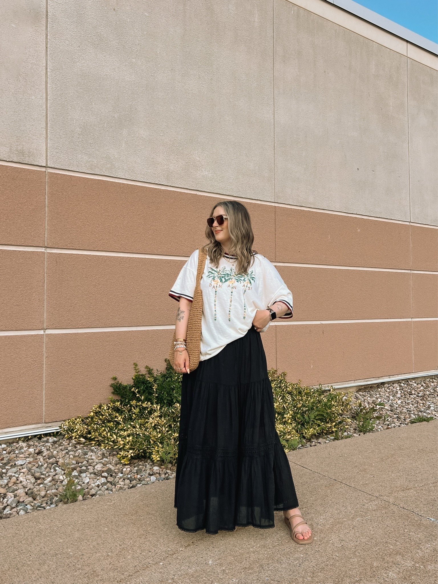 Easy summer outfit! Wearing L in the graphic tee. Black maxi skirt is old from aerie, linked similar options! I’m a 9.5-10 shoe and wear a 10 in the crocs sandals (Canadian crocs link under “similar products”)

#LTKsummer #LTKmidsize #LTKsale