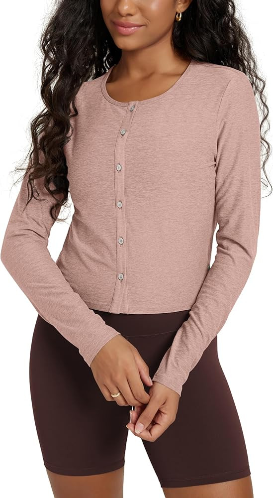 ODODOS Women's Cardigan - Ultra Soft odSTRATUM Tech Performance Long Sleeve Crop UPF 50+ Button D... | Amazon (US)