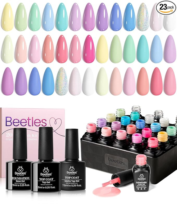 beetles Pastel Gel Polish Set - 20 Colors Spring Gel Nail Kit Dreamy Town Collection Macaroon Pin... | Amazon (US)