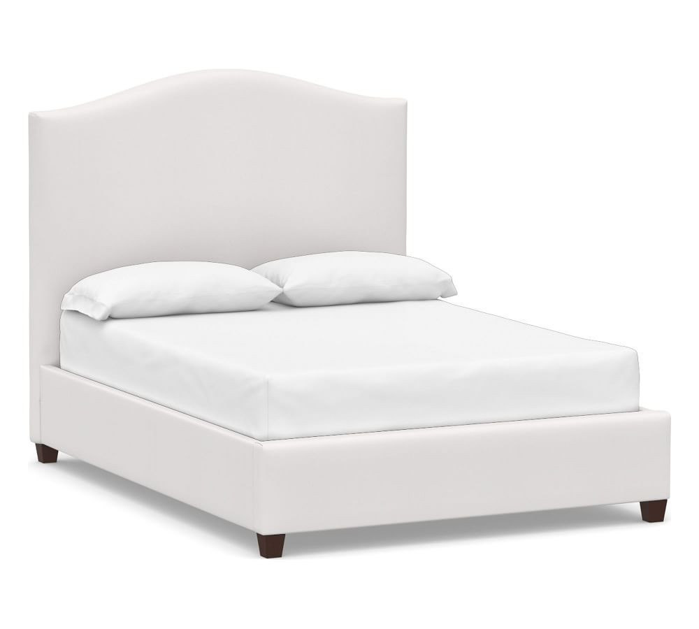 Raleigh Curved Upholstered Bed without Nailheads, Queen, Denim Warm White | Pottery Barn (US)