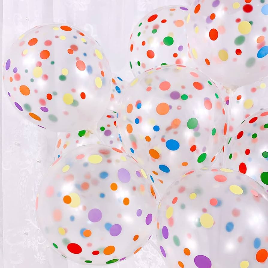 50 Pieces Polka Dot Balloons, Colorful Balloons, 12 Inch Rainbow Balloons, Clear Latex Balloons w... | Amazon (US)