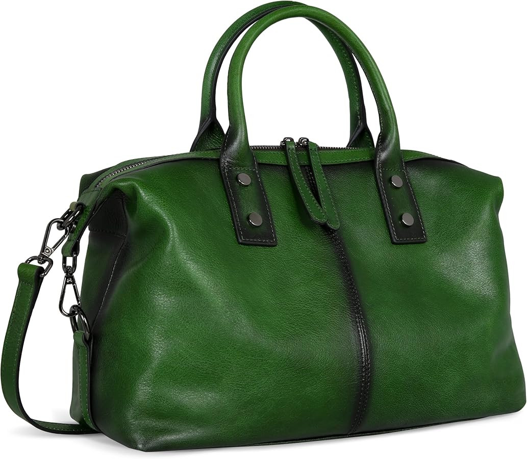 Iswee Genuine Leather Satchel Tote Bag Top Handle Handbag Designer Shoulder Bag Large Capacity Cr... | Amazon (US)