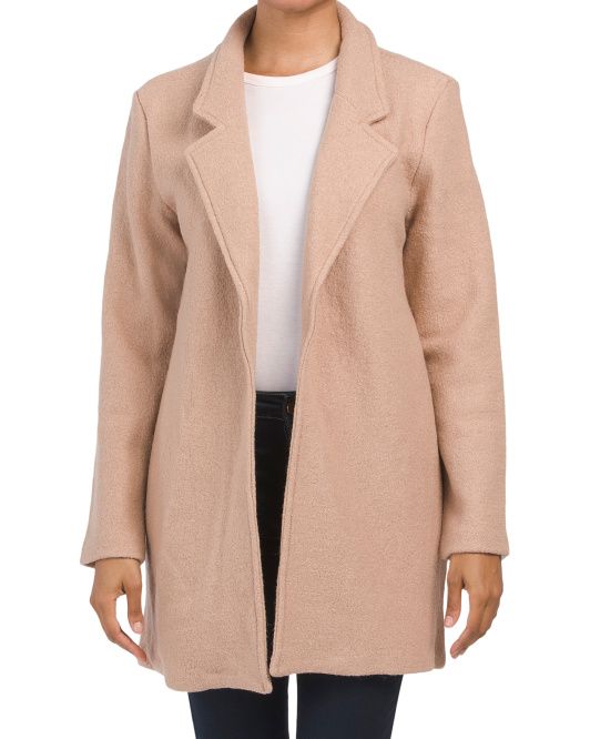 Wool Blend Textured Notch Collar Open Blazer | TJ Maxx