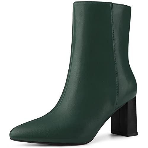 Perphy Pointed Toe Boots Block High Dark Green Heels Ankle Booties for Women 8.5 M US | Amazon (US)