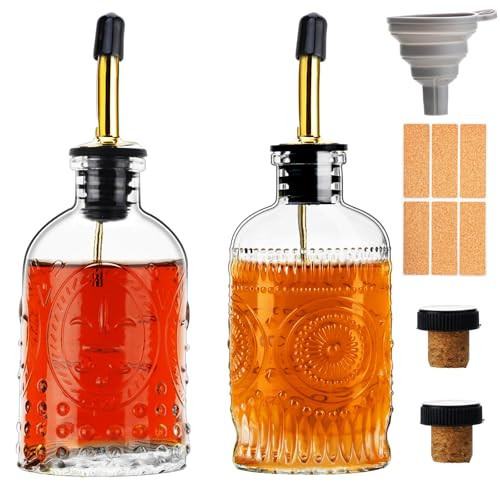 gegewawa Glass Coffee Syrup Dispenser Bottles Set 2 Pack 7 OZ, Simple Syrup Bottles with Metal Pour Spout, Syrup Dispenser for Coffee Bar Accessories for Maple Honey Syrup Oil and Sauces | Amazon (US)