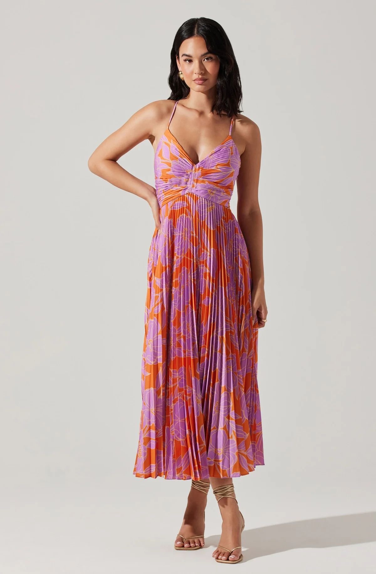 Blythe Floral Plisse Midi Dress | ASTR The Label (US)