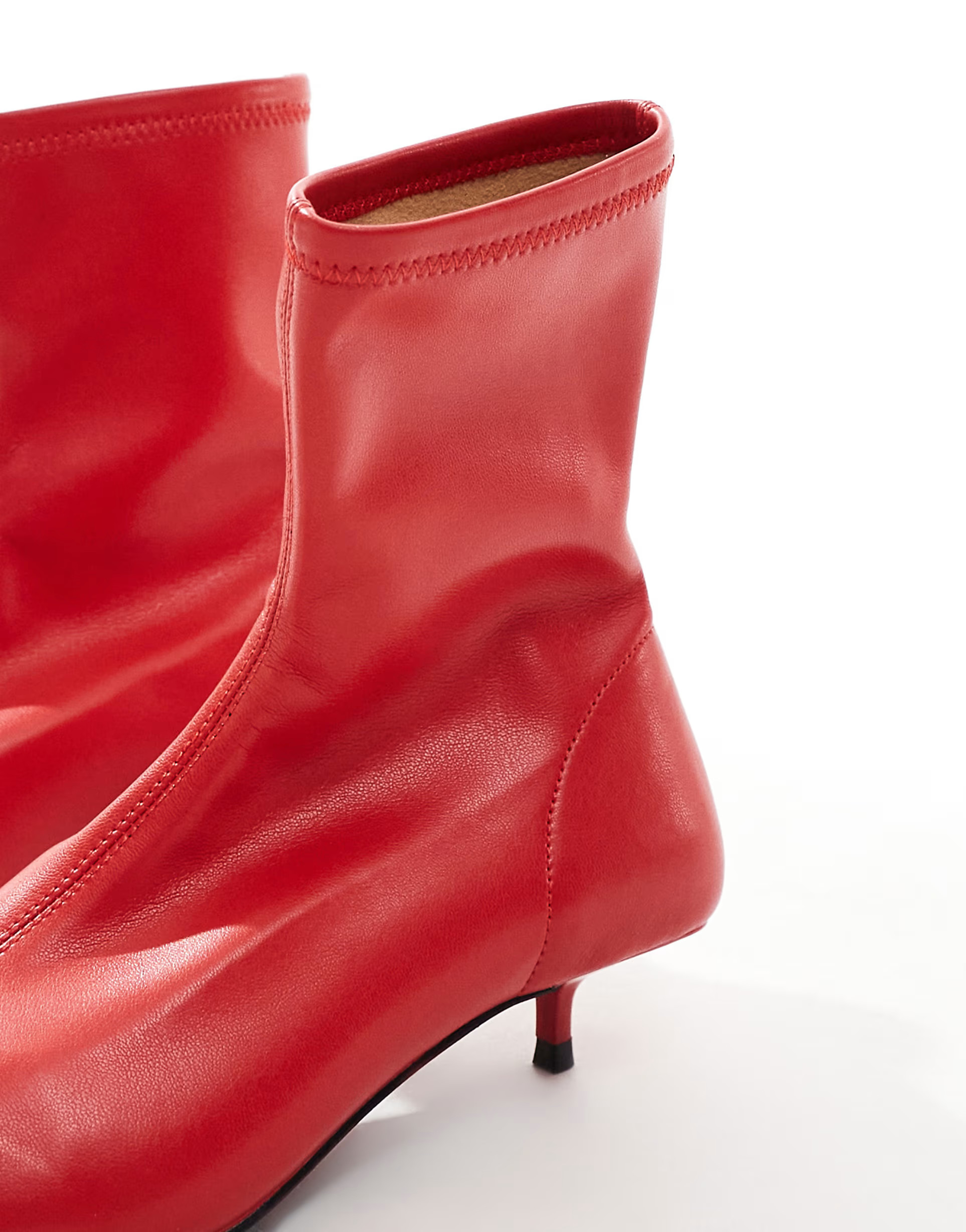 ASOS DESIGN Rhiannon extreme kitten heel sock boots in red | ASOS | ASOS (Global)