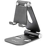StarTech.com Phone and Tablet Stand - Foldable Universal Mobile Device Holder for Smartphones & Tablets - Adjustable Multi-Angle Ergonomic Cell Phone Stand for Desk - Portable - Black (USPTLSTNDB) | Amazon (US)