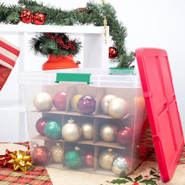 Holiday Living 54 -Compartment Clear Plastic Ornament Storage Box | Lowe's