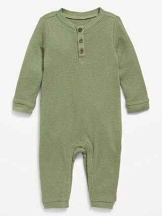 Unisex Thermal-Knit Henley One-Piece for Baby | Old Navy (US)