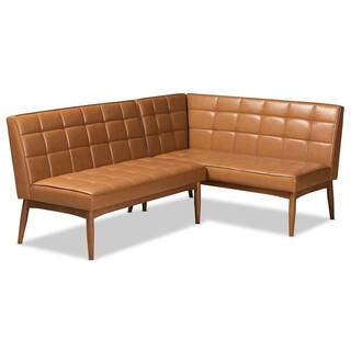Baxton Studio Sanford Tan and Walnut Brown Dining Sofa Bench 184-11346-HD - The Home Depot | The Home Depot