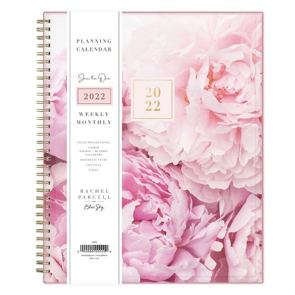 2022 Planner 8.5" x 11" Weekly/Monthly Wirebound Clear Pocket Cover Peony - Rachel Parcell by Blu... | Target