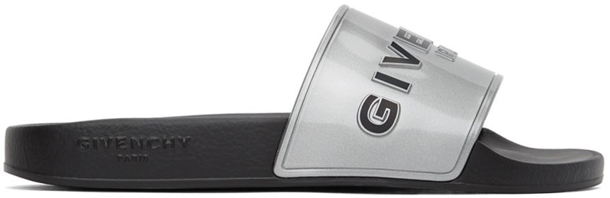 Silver Logo Flat Sandals | SSENSE