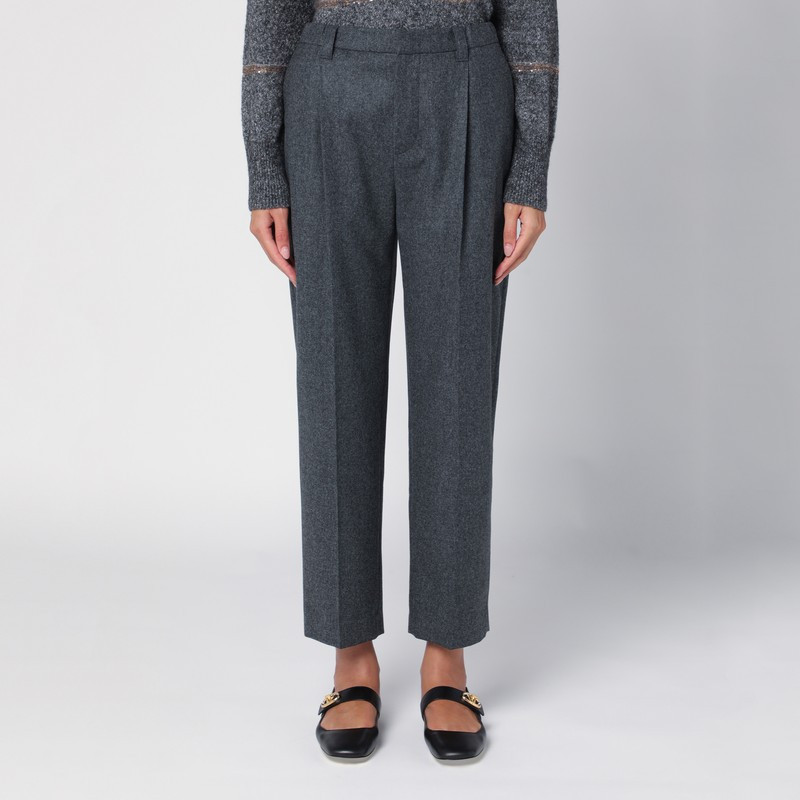 Dark grey wool-blend trousers | The Double F