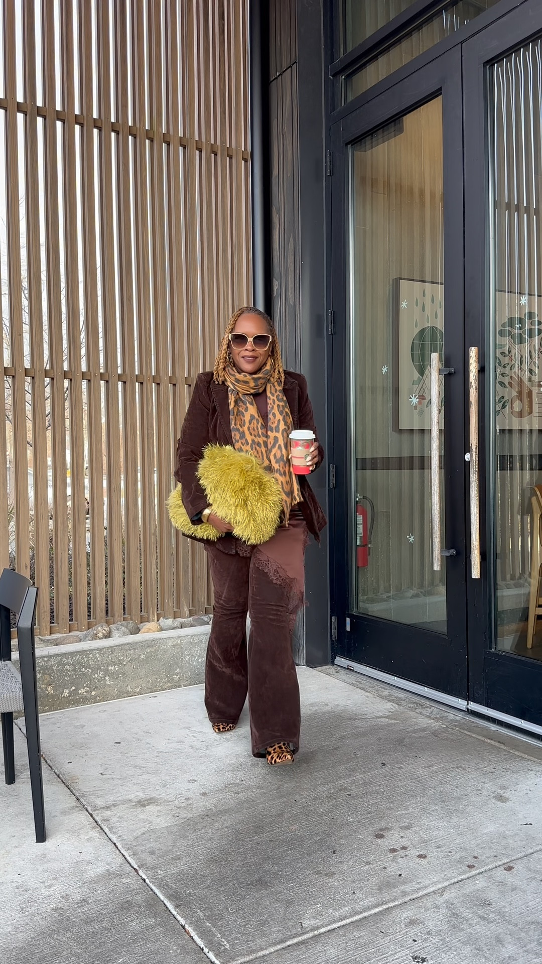 Coffee run brown denim velour suit 

#LTKmorningroutine #LTKMidsize #LTKOver40