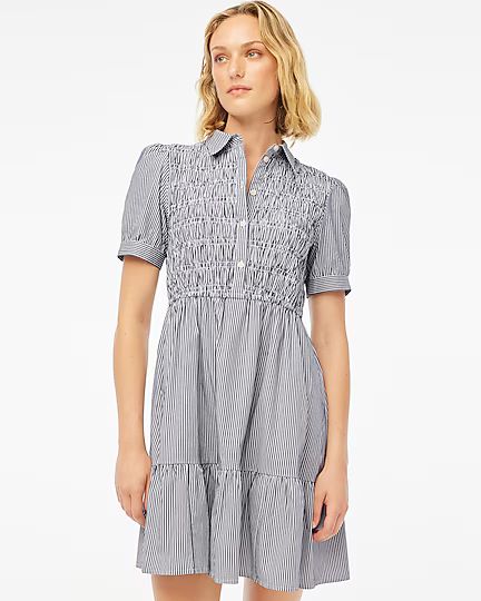 Striped smocked shirtdress | J.Crew Factory