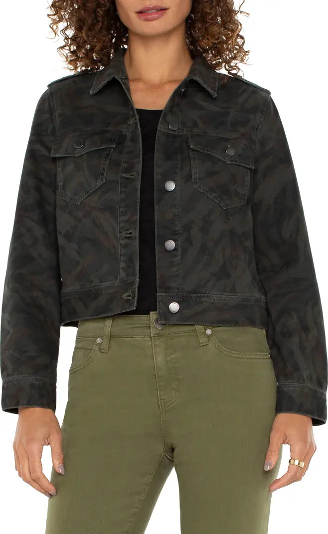Liverpool Los Angeles Camo Print Cotton Crop Trucker Jacket | Nordstromrack | Nordstrom Rack