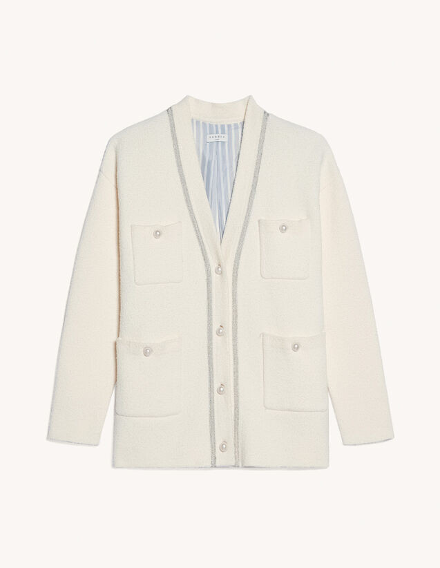 Long cardigan with bead buttons | Sandro Paris (US)