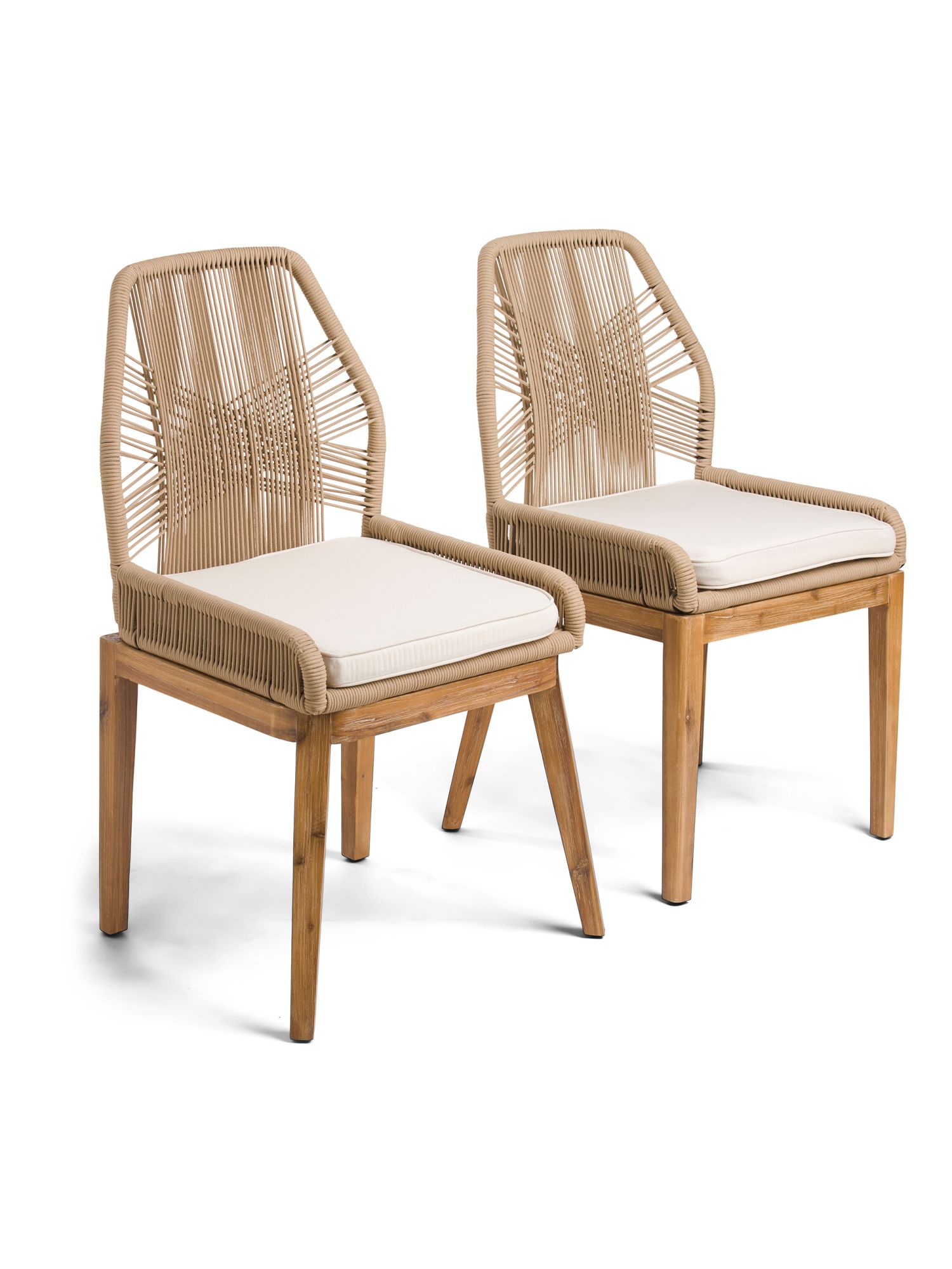 Set Of 2 Rope Crossweave Side Chairs With Cushions | TJ Maxx