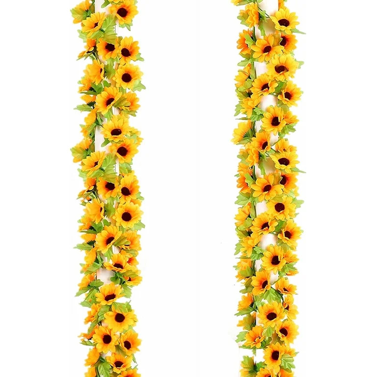2 Pack Artificial Sunflower Vines Fake Hanging Garland Yellow Sunflower Floral Vine Artificial Fl... | Walmart (US)