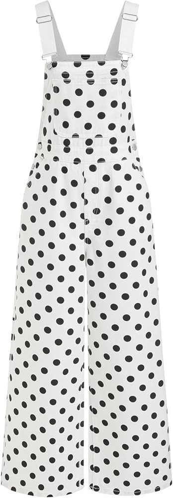 CIDER Overalls for Women Denim Leopard Pocket Buckle Up Wide Leg Jumpsuit | Amazon (US)