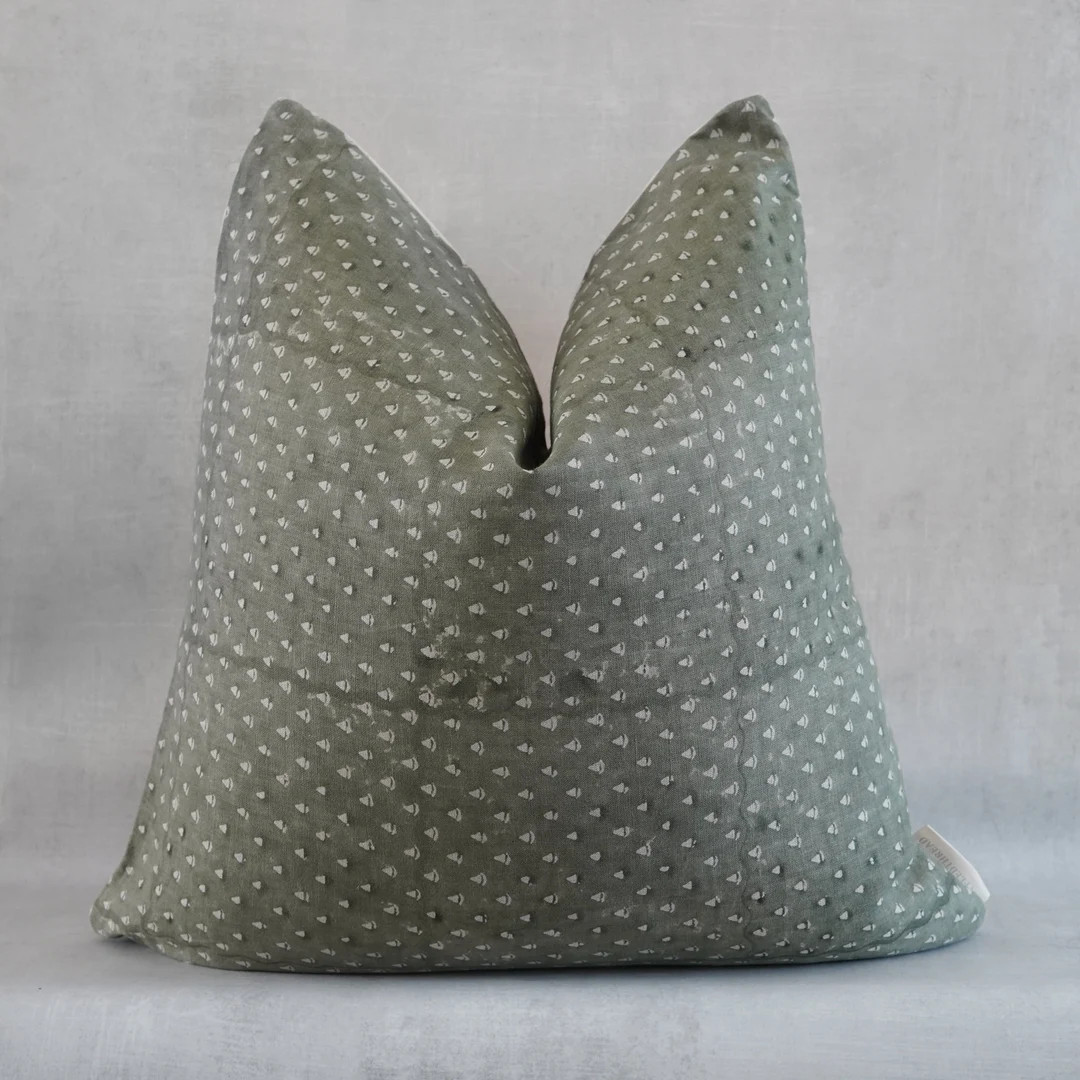 Hunter Green Throw Pillow Cover | Green Pillow Cover | Indian Hand Block Linen Pillow Cover | New... | Etsy (US)