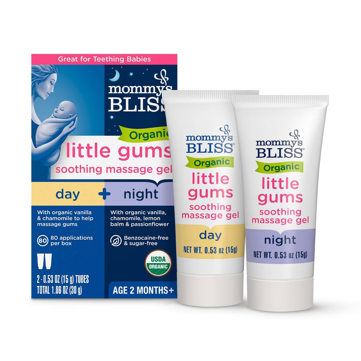Mommy's Bliss Organic Little Gums Soothing Massage Gel Day & Night Combo - 2ct/1.06oz | Target