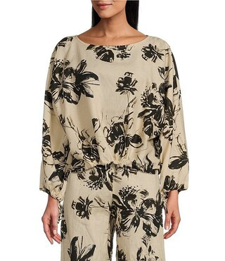 Bryn Walker Floral Print Boat Neck Long Sleeve Gianna Coordinating Cropped Shirt | Dillard's | Dillard's