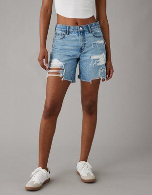AE Strigid 8" Perfect Ripped Denim Short | American Eagle Outfitters (US & CA)