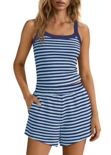 SENSERISE Womens Striped Lounge Set 2 Piece Outfit | Amazon (US)