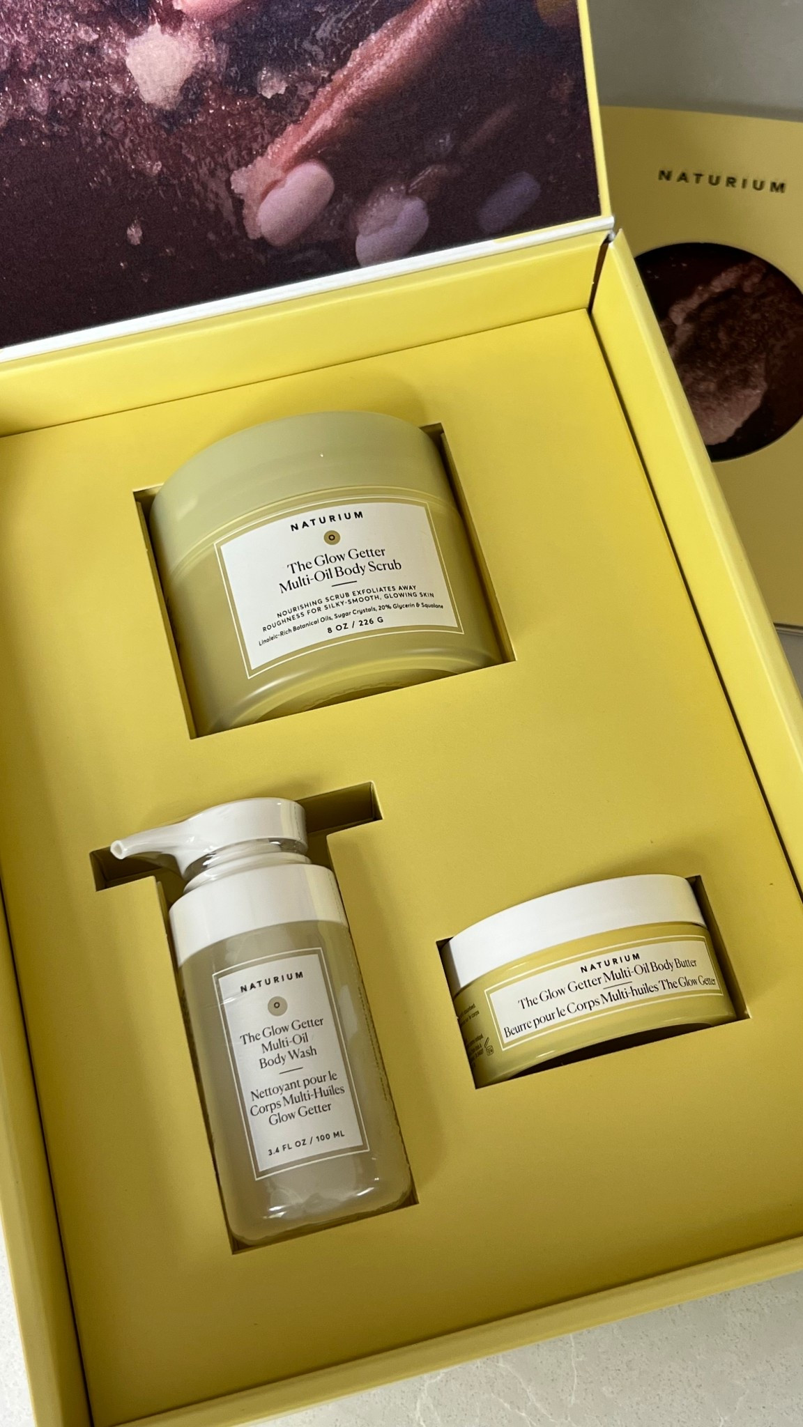 Cleanse with
The Glow Getter Body Wash

Exfoliate with
The Glow Getter Body Scrub

Hydrate with
The Glow Getter Body Butter or Oil 

Get ready to glow better than ever with the newest addition to our Glow Getter lineup.

Formulated with linoleic-rich botanical oils, sugar crystals, 20% glycerin, and squalane, our multi-oil body scrub gently exfoliates to reveal silky-soft, radiant skin. Unlike other scrubs, our non-stripping formula features a luxurious, cushion-like texture that nourishes and hydrates skin to leave behind a healthy, luminous glow. Designed to slip seamlessly into your Glow Getter routine with the same iconic vanilla coconut scent.

#LTKHome #LTKselfcare #LTKBeauty