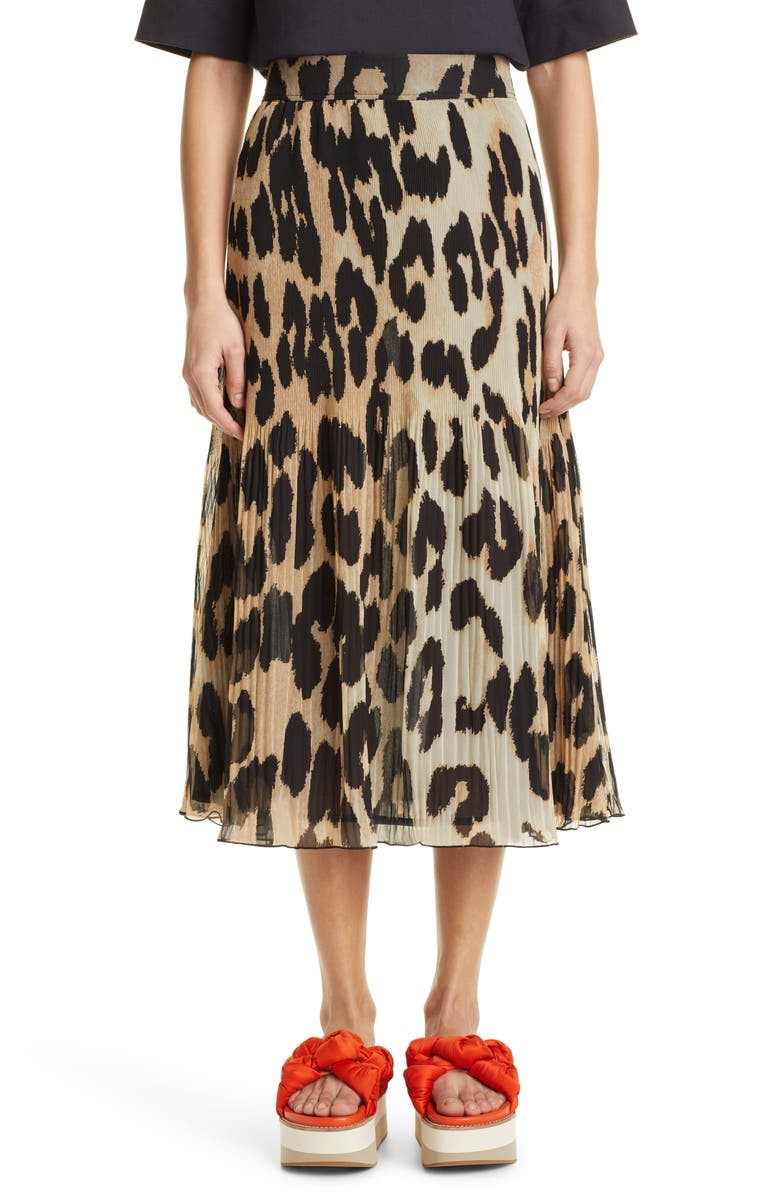 Watercolor Print Pleated Georgette Skirt | Nordstrom