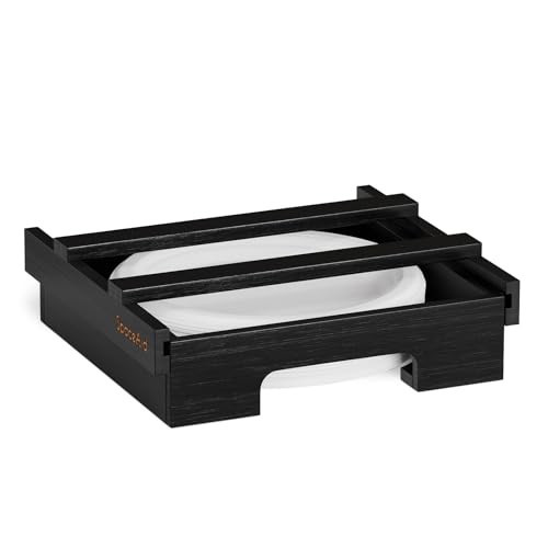 SpaceAid 10-inch Paper Plate Dispenser (Need 11.3 Inches Deep Cabinet Space) Under Cabinet Bamboo Plates Holder, Kitchen Vertical Dipensers Caddy, Black | Amazon (US)