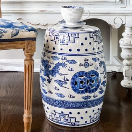 Chinese Dragon Breath Ceramic Garden Stool | Antique Farm House