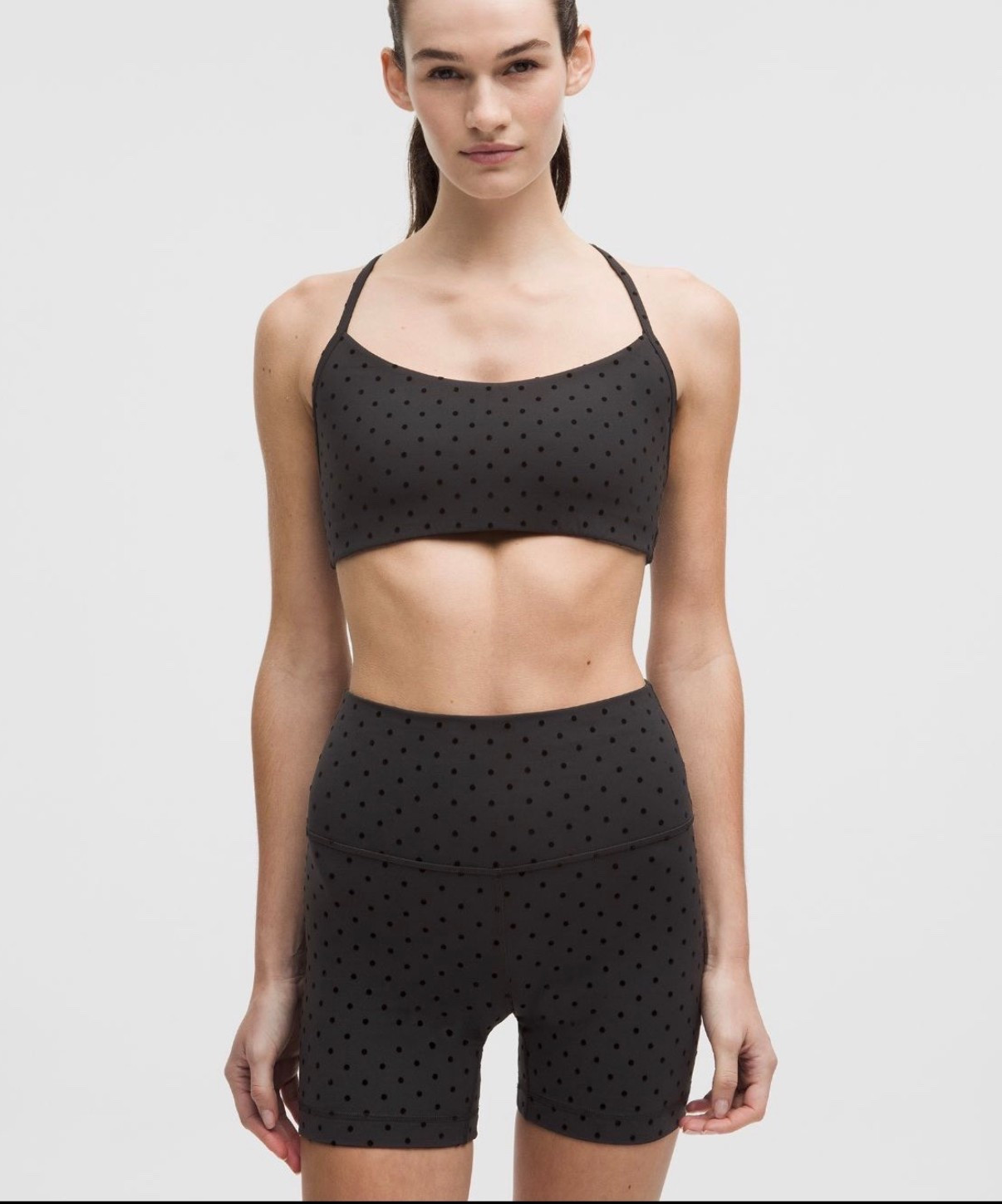 Just dropped online! 
Lululemon Flocked polka dot 