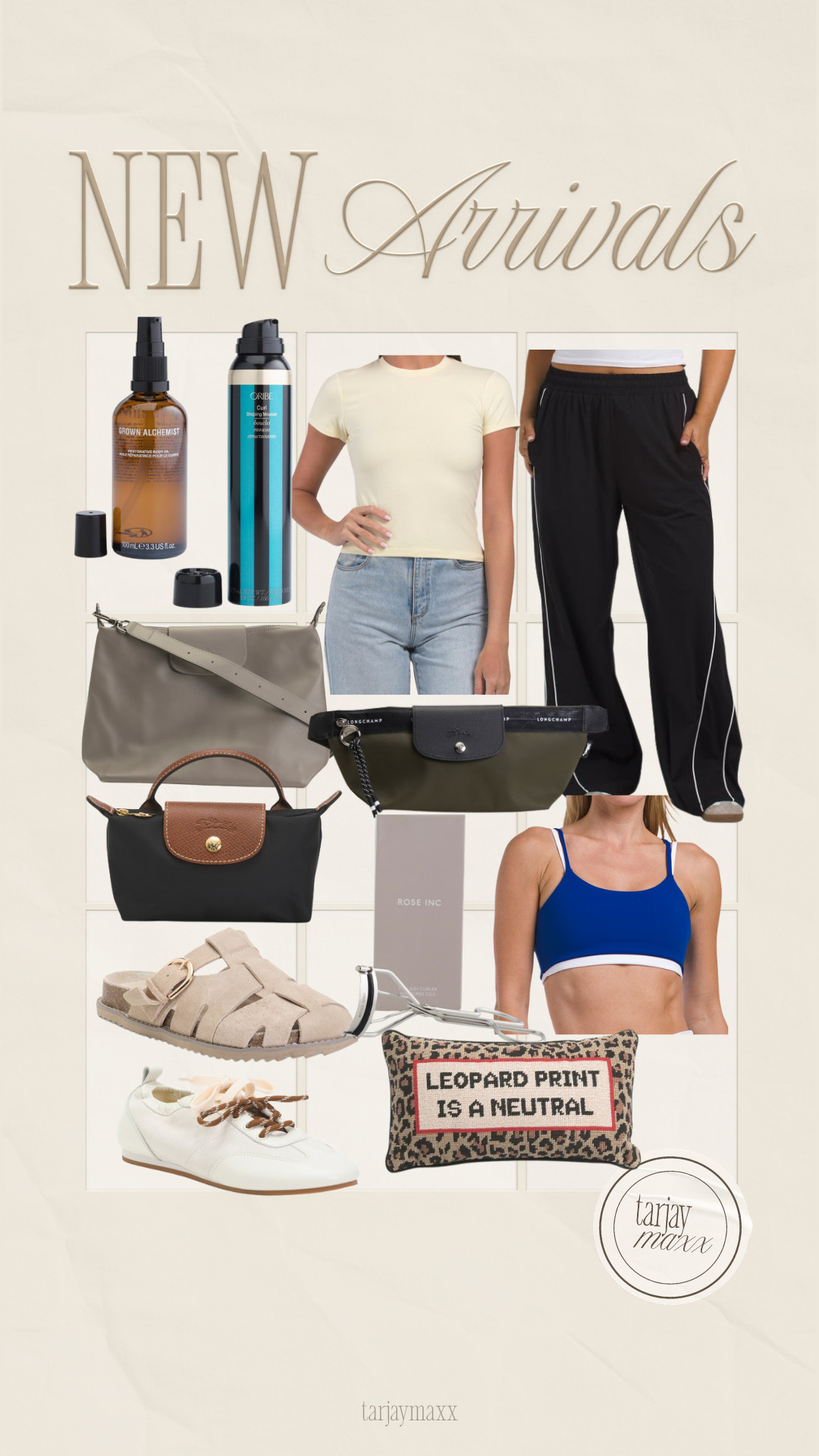 TJ Maxx new arrivals are full of elevated basics right now 🤍 Loving the neutral handbags, comfy lounge pants, classic tees, Longchamp finds, beauty favorites, and those suede sandals for summer. These are the kind of pieces you'll reach for again and again, and the prices make them even better. wedding guest dress summer, summer outfits, fathers day gift guide, summer dresses, country concert outfits, date night outfits, business casual workwear, work outfits, vacation outfits beach, travel outfits, tj maxx finds, tj maxx online, new arrivals, affordable fashion
 

 #LTKootd #LTKHome #LTKBeauty