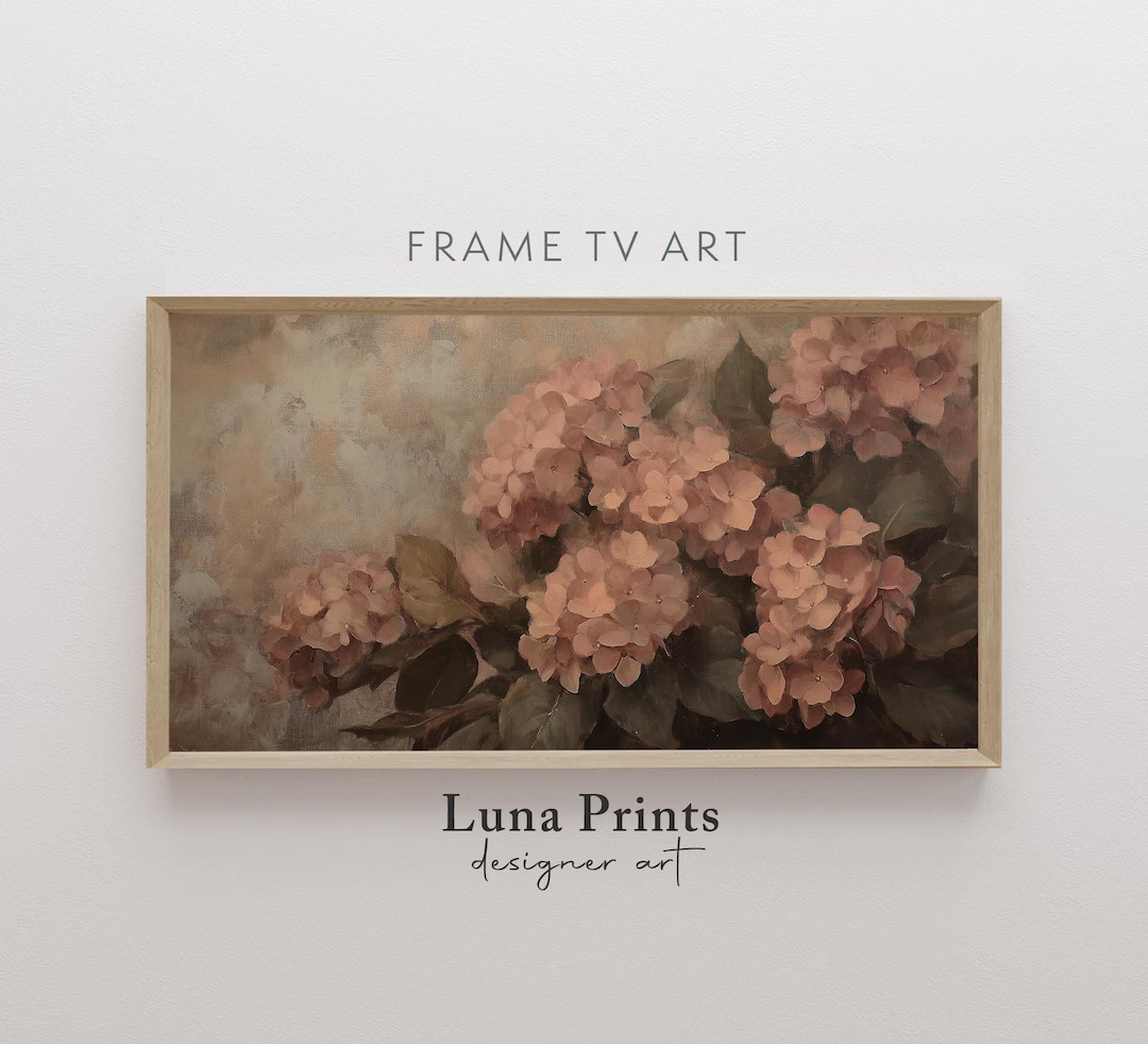 Moody Spring Hydrangeas TV Art, Vintage Floral Frame TV Screensaver, Floral Spring Art Digital Do... | Etsy (US)