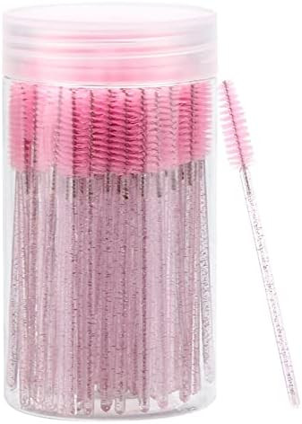 100 Pcs Disposable Mascara Wands, Crystal Eyebrow Spoolies Brush for Eyelash Extensions, Pink Las... | Amazon (US)