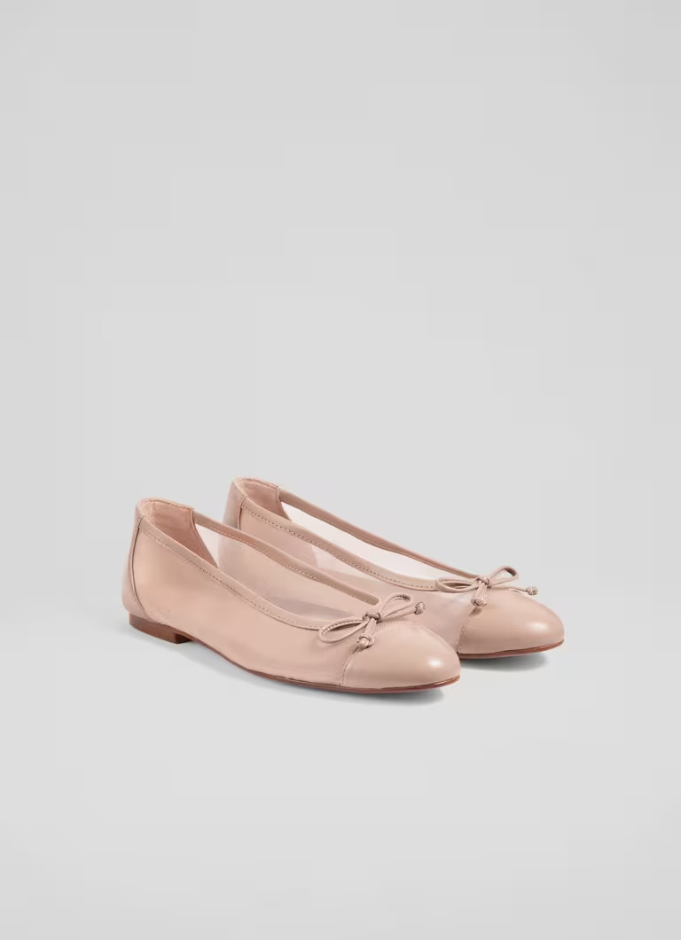 Kara Beige Leather Ballerina Bow Flats | L.K. Bennett (UK)