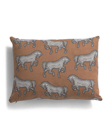 By Schumacher Fabric Made In Usa 13x18 Linen Faubourg Horses Pillow | TJ Maxx