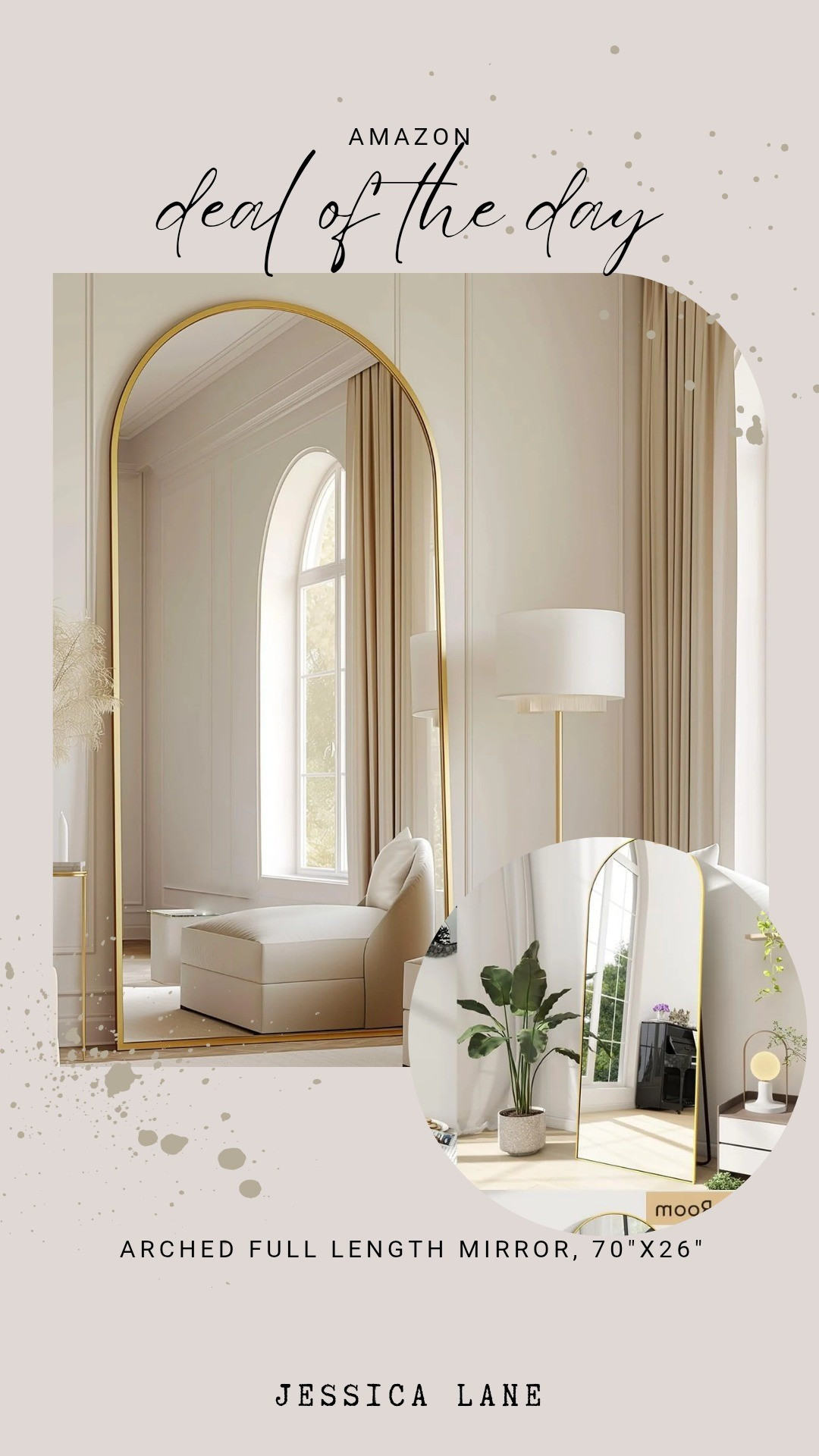 This arched full-length mirror is a stunning statement piece that opens up any room with its elegant design. The gold finish adds a touch of modern luxury to your living space.#amazonspringsale #homedesign #mirrorstyle #amazonfinds

#LTKSaleAlert #LTKHome #LTKgrwm