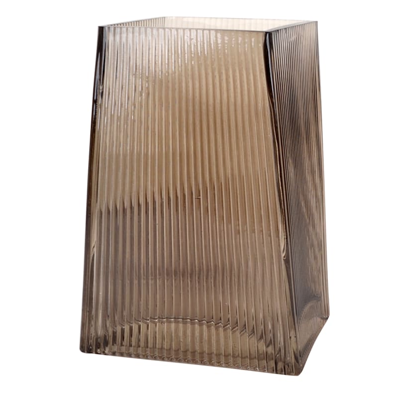 Crosby St Brown Ribbed Glass Vase, 6.5" | At Home