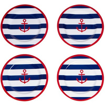 The Lakeside Collection Nautical Melamine Dinnerware Collection - Set of 4 Dinner Plates | Target