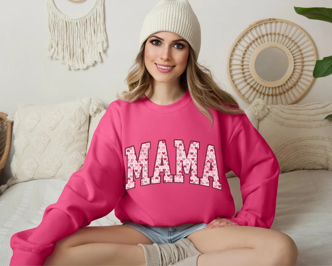 Mama Valentine Womens Valentines Day Sweatshirt Cute - Etsy | Etsy (US)