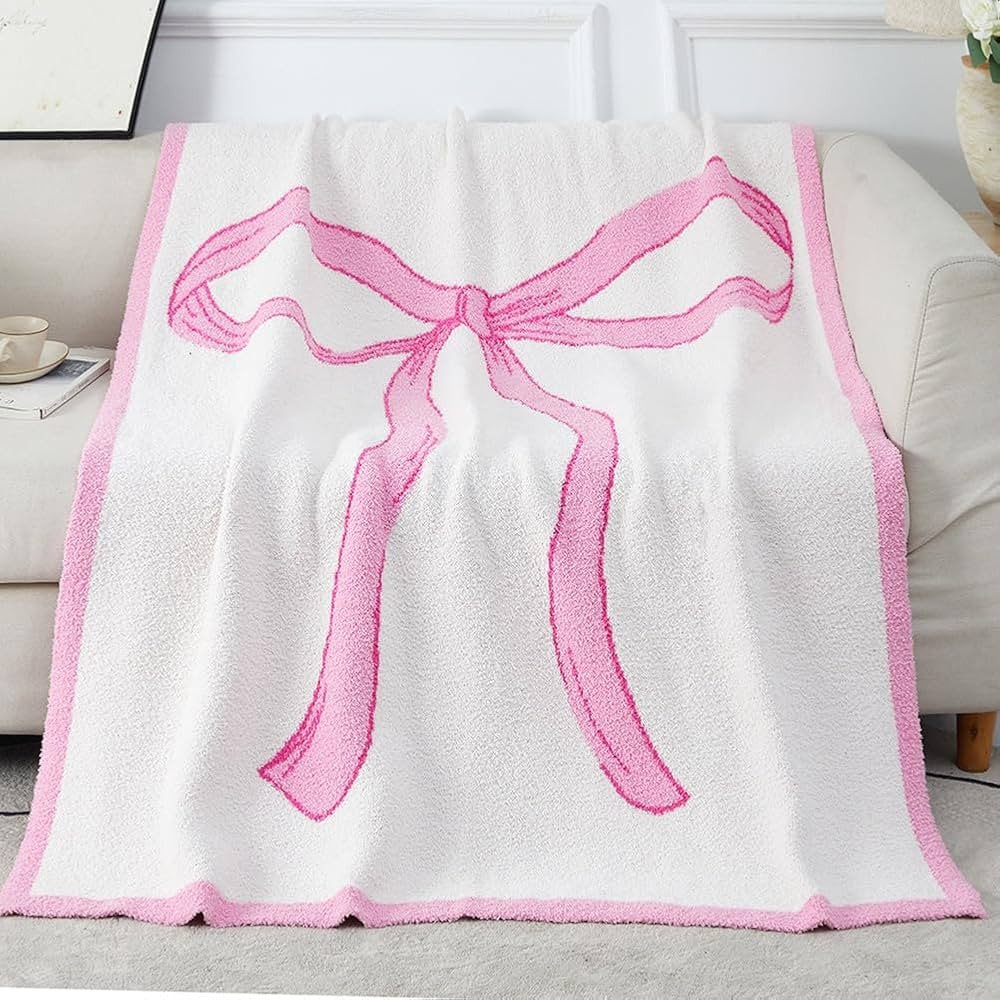 50" x 60" Bed Throw Blanket, Bow Pattern Throw Blanket for Home Decor and Gift, Microfiber Blanke... | Amazon (US)