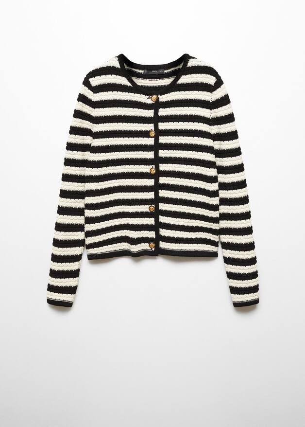 Gestreifte cardigan mit schmuckknop -  Damen | Mango Deutschland | MANGO (DE)