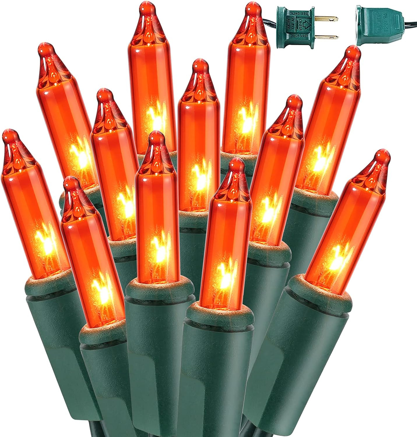 BrizLabs Orange Halloween Lights 300 Count 69.6ft Incandescent Light String | Amazon (US)